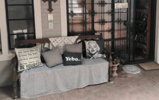 Dr Sonia Joubert's front door bench and cushions.