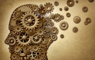 Illustration of gears on a human mind.