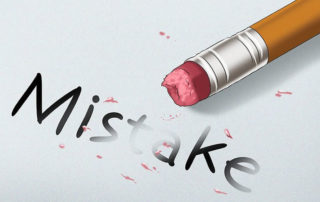 Illustration of a pencil eraser erasing the word mistake.